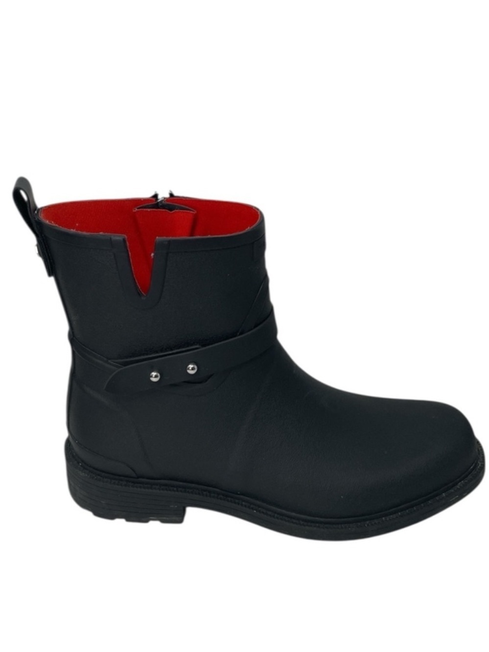 Rag & Bone Black Short Moto Rain Boots Red Lining Size 41